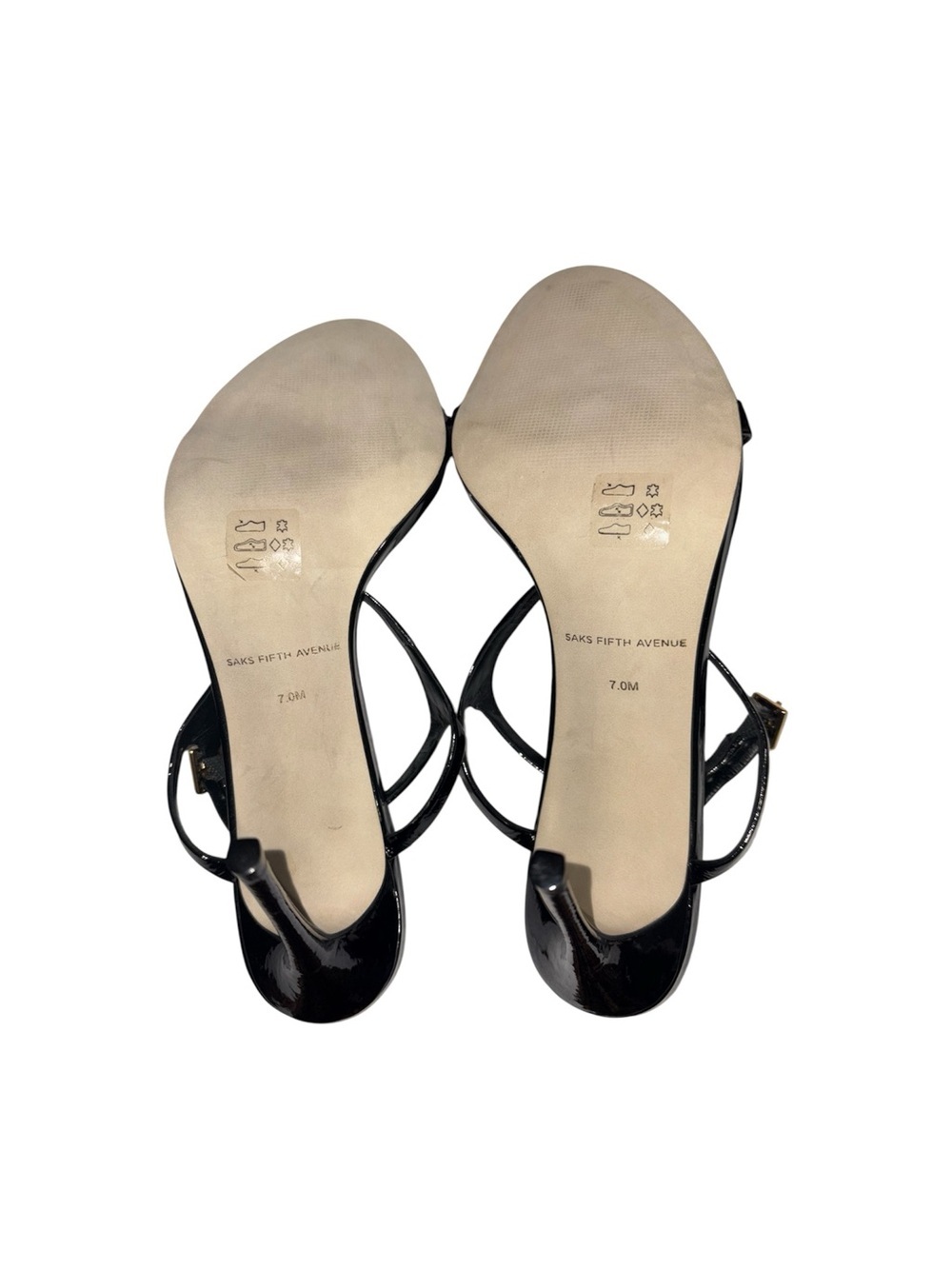 Saks Fifth Avenue Black Patent Stiletto Heels Sleek Coquette Women’s Size 7M - Picture 10 of 10